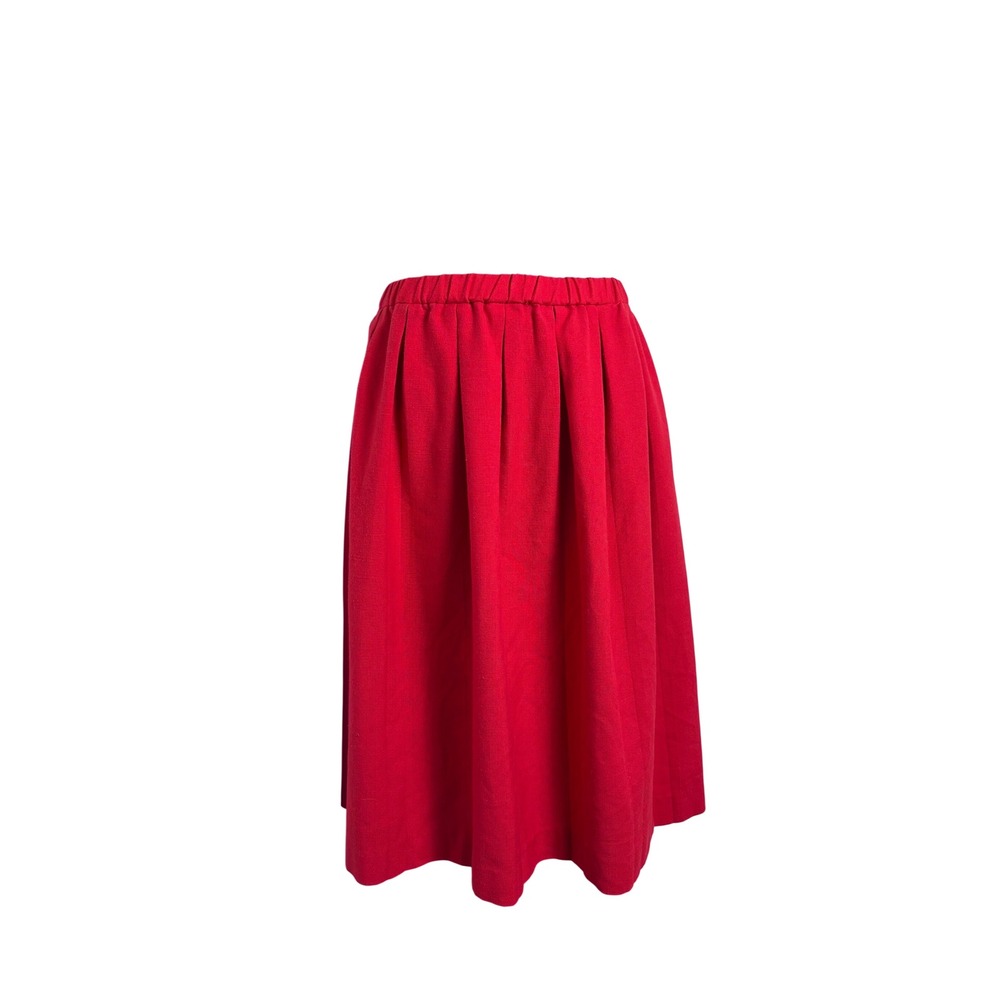 Leslie Fay Collections Midi Skirt Womens 8 Red Excellent Vintage Pleated A-Line